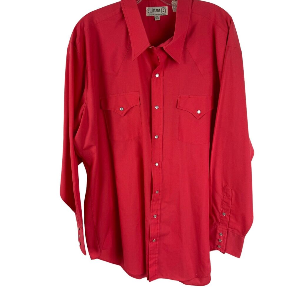 Sheplers Vintage Pearl Snap Western Shirt 18-35 Tall Coral Pink Long Sleeve Mens